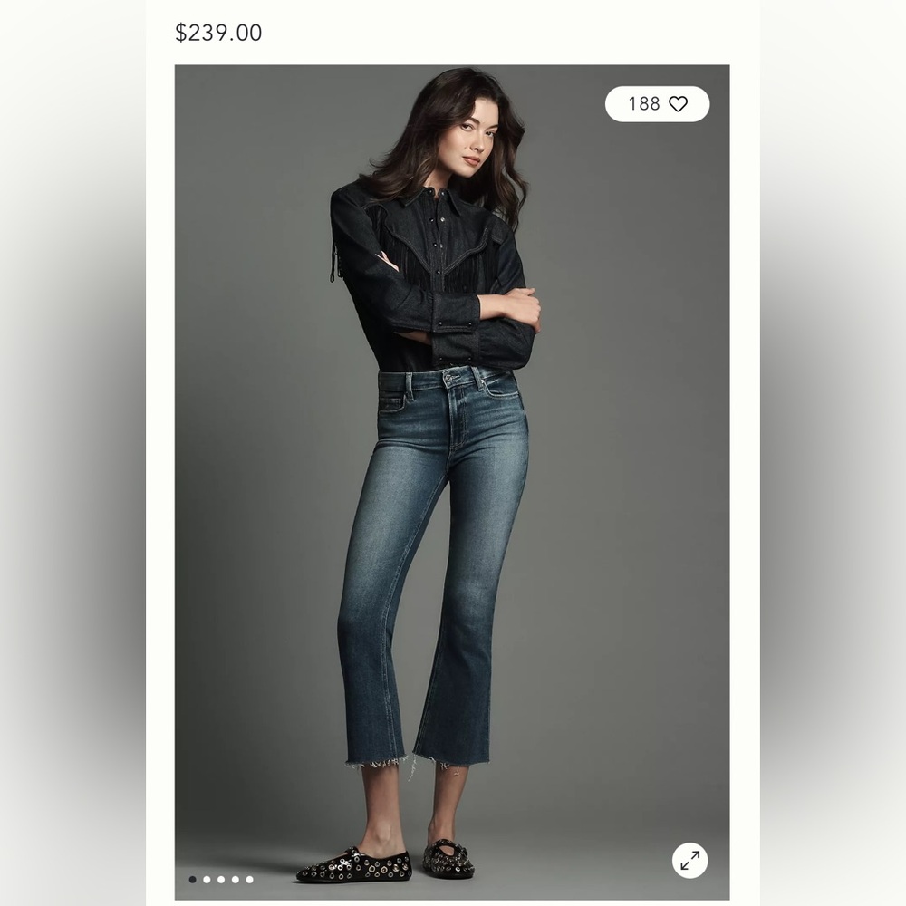 PAIGE Colette Petite High-Rise Raw-Hem Crop Flare Jeans